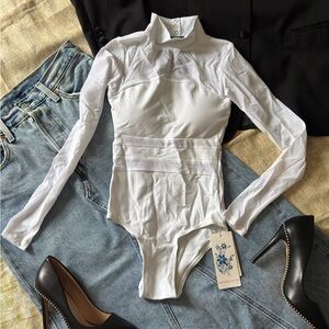 White Long-Sleeve Turtleneck Bodysuit